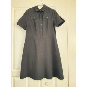Next Black Utility Dress Size M Button Front Collared Mini Chic Minimal